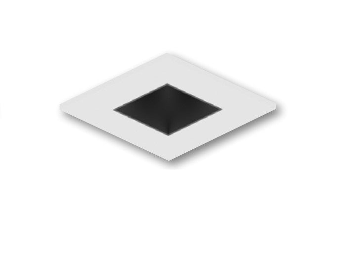 Nora Lighting NIO-4SNDSQ35XBMPW/10 4" Iolite Square Reflector with Square Aperture Trim - CCT: 3500K - 14W - Reflector Finish: Black - Flange Finish: Matte Powder White