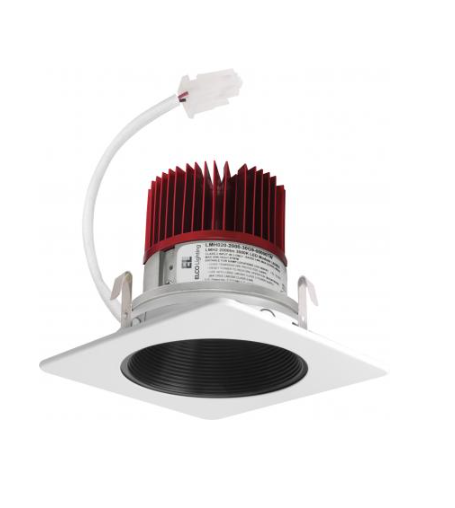 Elco Lighting E424C1230BB 4" Light Engine with Square Baffle Trim - 1250 Lumens - CCT: 3000K - Beam Angle: 60º - Finish: All Black