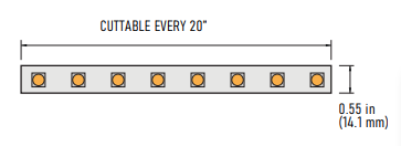 Core Lighting LSH40N-WW-PF 4.0W Flexible 120V LED Strip - 3000K - Per Foot - 120V - Warm White