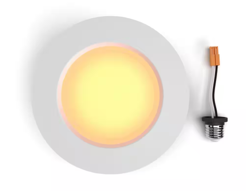 Feit Electric LXDL6CUS 5/6 in. 65-Watt Equivalent Smart Alexa Google Home Kit Retrofit Integrated LED Recessed Downlight, Color Temperature 3000K, Wattage 9.5W, Voltage 120V