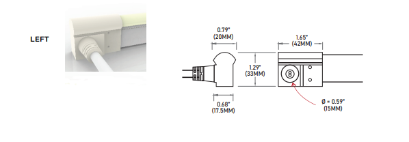 Core Lighting LNT45-HW32FT-IP68SFL Flexible Neon Series LED Strip - IP68SFL Side Feed Left - 32ft Power Feed