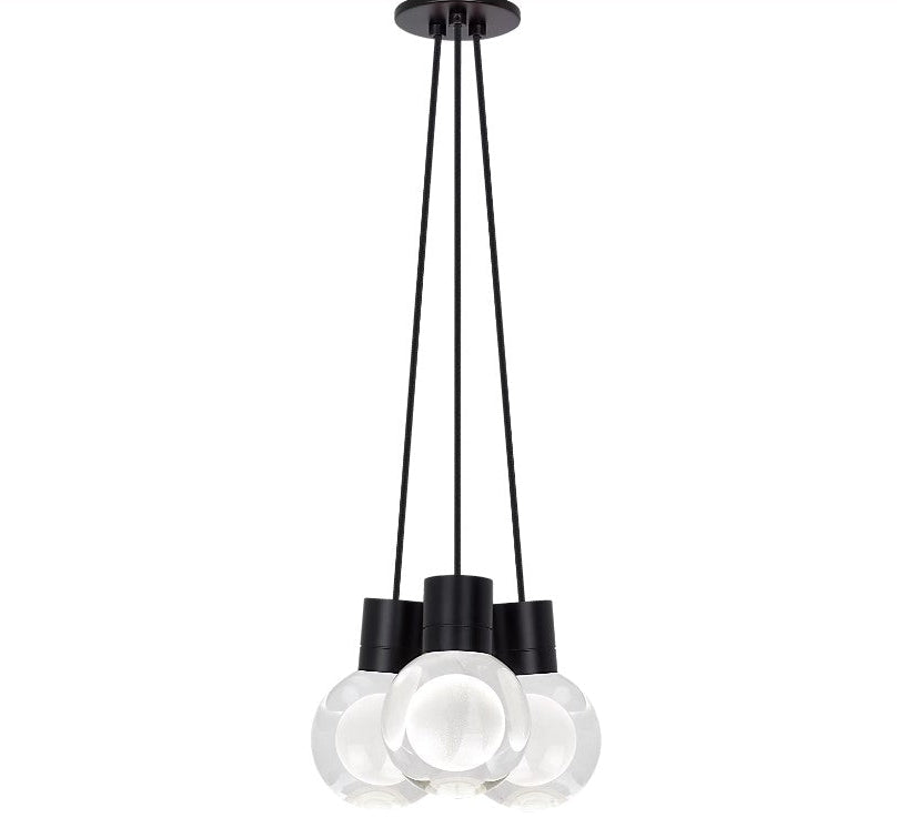 Visual Comfort Architectural 700TDMINAP3CBB-LEDWD Modern 10" Mina 3-lt LED Pendant Ceiling Light - 120V - CCT: 2200K-3000K - Cord Color: Black- Finish: Black