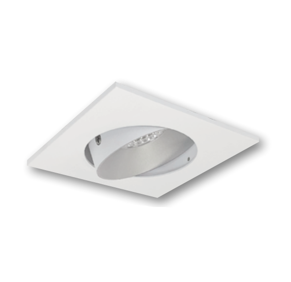 Nora Lighting NPRLV-4SC35XHZMPW 4" Pearl 12V LED Square Adjustable Cone Retrofit, 1200lm, 11W, 3500K, 90+ CRI, Haze Reflector Matte Powder White Flange
