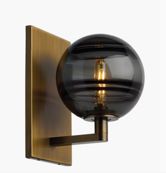 Visual Comfort Architectural 700WSSDNKR-LED927 Modern Sean Lavin Sedona 1 Light 7.2 inch Wall Sconce Wall Light in Transparent Smoke Glass - CCT:2700K - Finish Aged Brass