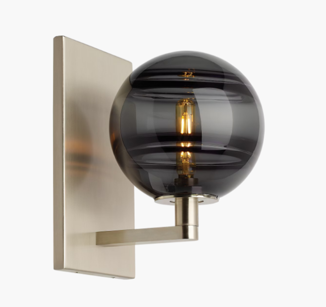 Visual Comfort Architectural 700WSSDNKS-LED927 Modern Sean Lavin Sedona 1 Light 7.2 inch Wall Sconce Wall Light in Transparent Smoke Glass - CCT:2700K - Finish Satin Nickel