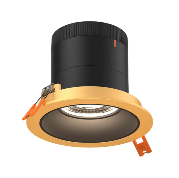 Dals Lighting RC03-CC-60-RGBK-TGD Versa 3" Black Modular Downlight, 60 degree Beam Angle Wattage & CCT Selectable - Gold Trim