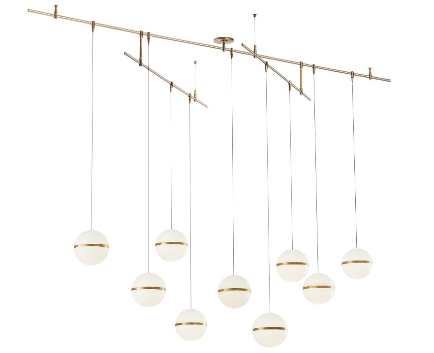 Visual Comfort Architectural 700HNE9NB-LED930S Modern 96" Mina Hanea 9-lt LED Chandelier Ceiling Light - Installation Type: Surface - CCT: 3000K - Finish: Natural Brass