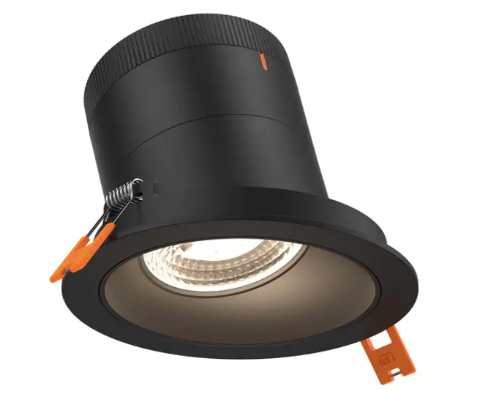 Dals Lighting RC04-CC-20-SLBK-TBK 4" LED Sloped Recessed Downlight, Selectable Wattage 16W, 20W, 24W, Multi-Color Temperature, 2,200 Lumens, 20° Beam Angle, Voltage 120-347V, Black Reflector / Black Trim