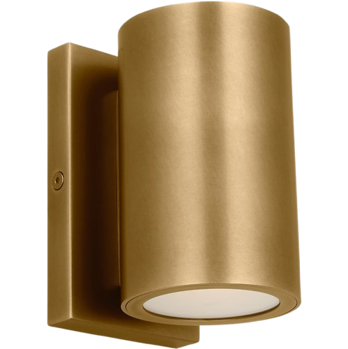 Visual Comfort Architectural SLOWS28827NB Modern 5" Pressa Small LED Outdoor Wall Sconce Light - 120V-277V - CCT: 2700K - Finish: Natural Brass