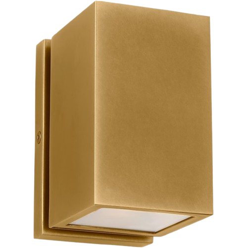 Visual Comfort Architectural SLOWS29227NB Modern 5" Pressa Small LED Outdoor Square Wall Sconce Light - 120V-277V - CCT: 2700K - Finish: Natural Brass
