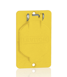 Leviton 3057-Y Coverplate, Single-Gang, Flid-lid, 1.39" Diameter, Weather-Resistant, Yellow Finish