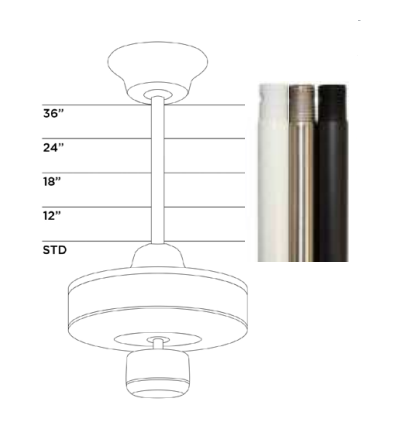 Westgate WF-DR-18-BK Ceiling Fan Extension Downrod 18 Inches - Black Finish