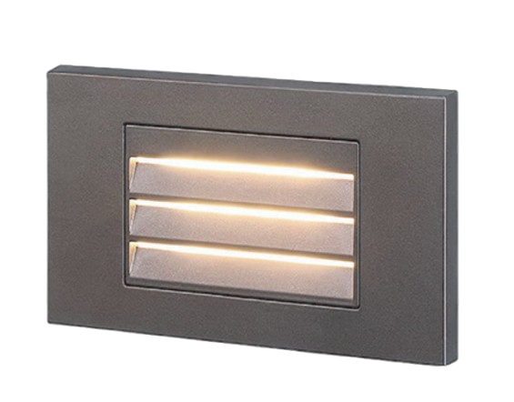 5W LED Step Light Selectable 3CCT (30K/40K/50K) Horizontal Face Plate Louver LED Bronze Finish