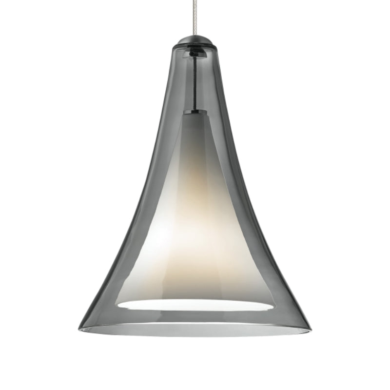 Visual Comfort Architectural 700MOMLPKS-LEDS930 Melrose II 7" Monorail Glass LED Pendant Light – 12V –CCT 3000K – Smoke Shade - Finish: Satin Nickel
