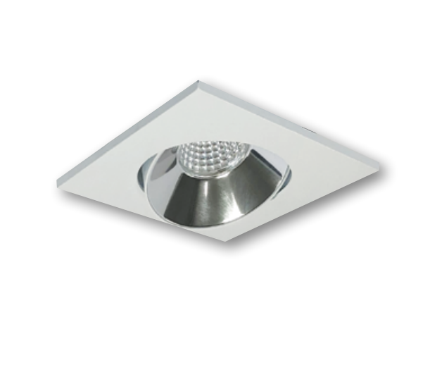 Nora Lighting NPRLV-4SCCDXCMPW 4" Pearl 12V Low Voltage LED Square Adjustable Cone Retrofit, 700lm, 11W, Comfort Dim, 90+ CRI, Specular Clear Reflector Matte Powder White Flange