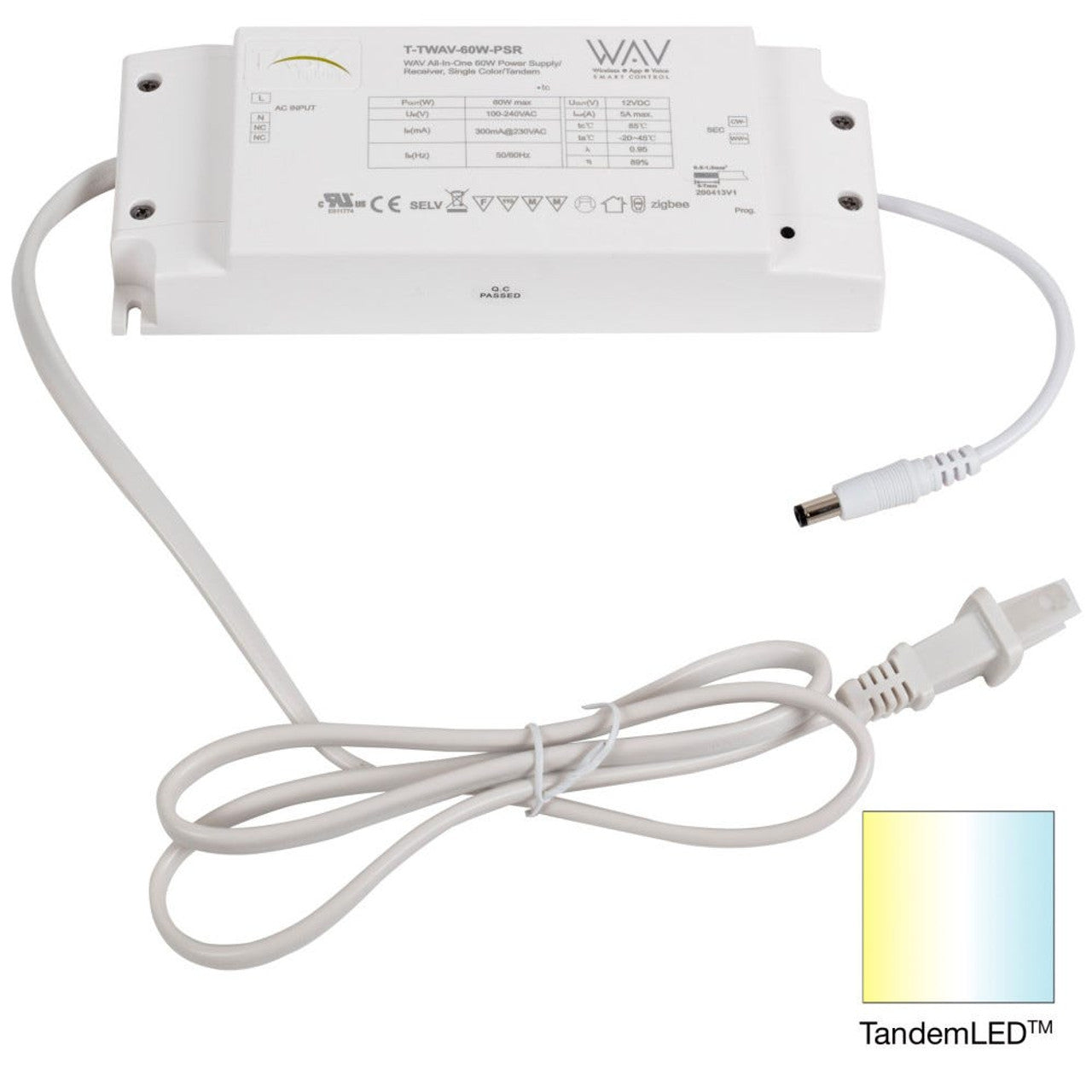 Task Lighting T-TWAV-60W-PSR 60-Watt WAV Smart Control 12V Single-White/Tunable-White Smart Receiver/Power Supply, Zigbee Technology