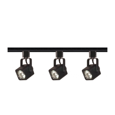 Nuvo TK346 3 Light - MR16 - Square Track Kit Light - 4 foot Track - Line Voltage - Black Finish