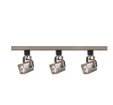 Nuvo TK347 3 Light - MR16 - Square Track Kit Light - 4 foot Track - Line Voltage - Brushed Nickel Finish