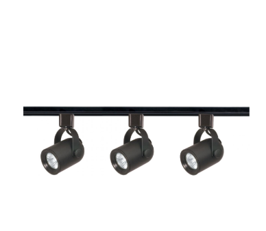 Nuvo TK349 3 Light - MR16 - Round Back Track Kit Light - 4 foot Track - Line Voltage - Black Finish