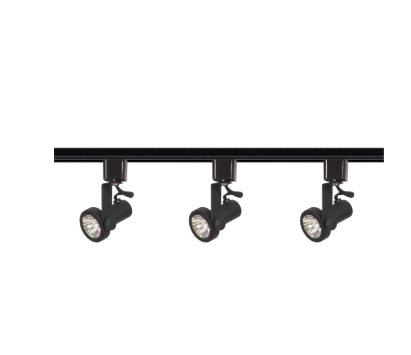 Nuvo TK352 3 Light - MR16 - Gimbal Ring Track Kit Light - 4 foot Track - Line Voltage - Black Finish