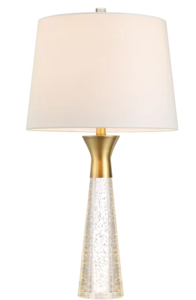 SDQ Lighting TL10401GD 14" One-Light Table Lamp, Antique Brass+Clear Seed Crystal Finish