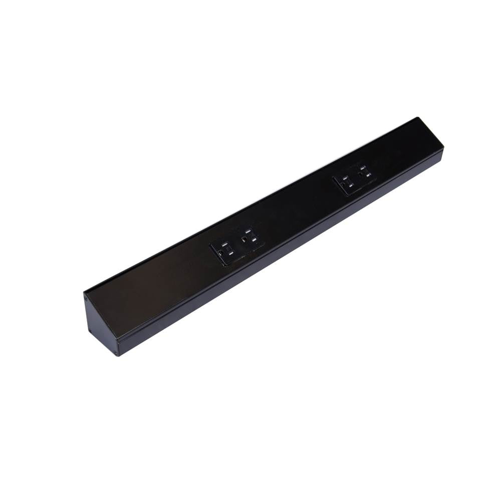 Task Lighting TR18-2BD-P-BK 18'' TR Series Angle Power Strip, Black Finish, Black Receptacles