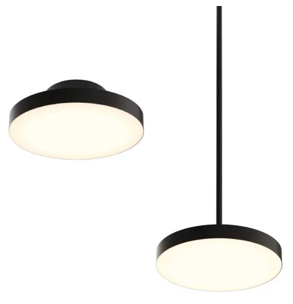 Dals Lighting TLPF12-CC-UNV-BK 12 Inch 2-in-1 LED Pendant and Flush Mount Light 120-347V, 5CCT