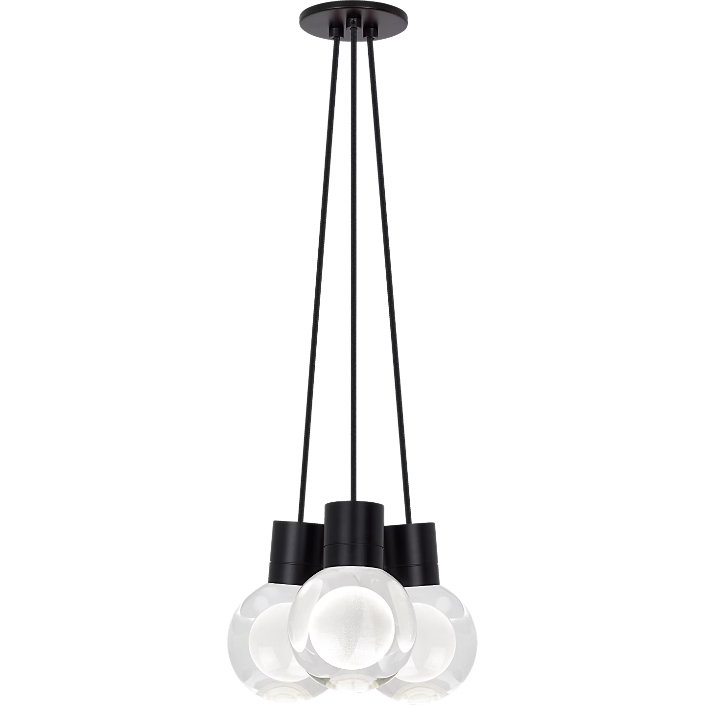 Visual Comfort Modern Collection 700TDMINAP3CIB-LEDWD Sean Lavin Mina 5 Inch Black LED Pendant 3 Light 2200K–3000K Crystal Black/White Cord