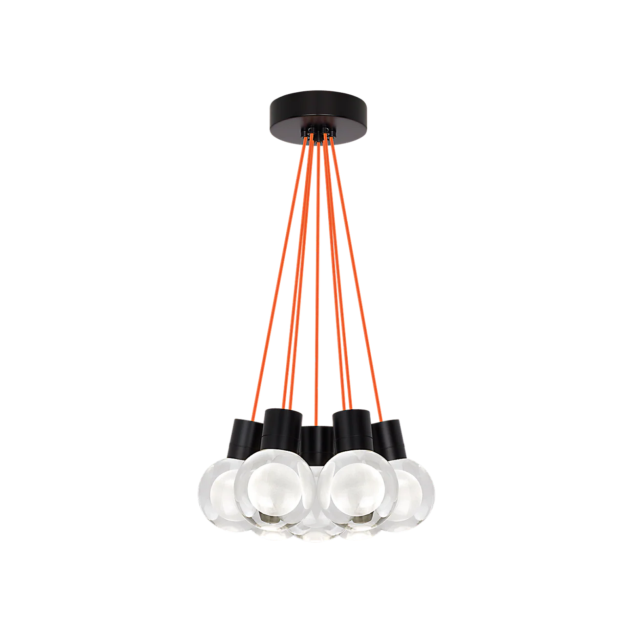Visual Comfort Modern Collection 700TDMINAP7COB-LEDWD Sean Lavin Mina 5 Inch Black LED Pendant 3 Light 2200K–3000K Crystal Orange Cord