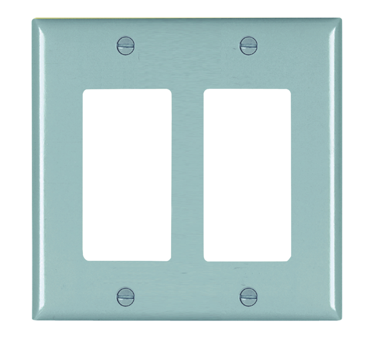 Wattstopper TP262GRY 2-Gang Standard-Size GFCI Decorator Wallplate; Wall Mount, Nylon, Gray