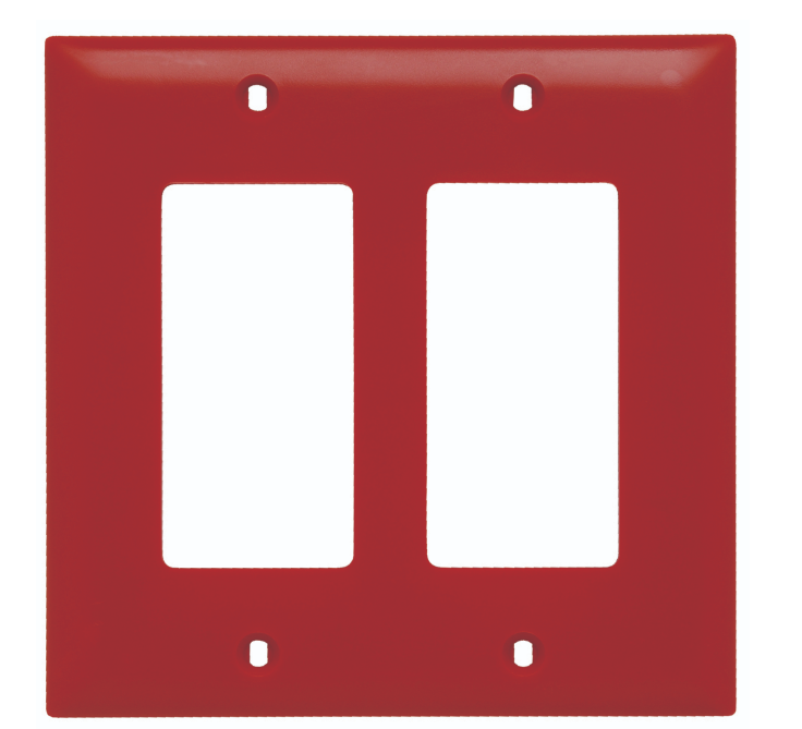 Wattstopper TP262RED 2-Gang Standard-Size GFCI Decorator Wallplate; Wall Mount, Nylon, Red