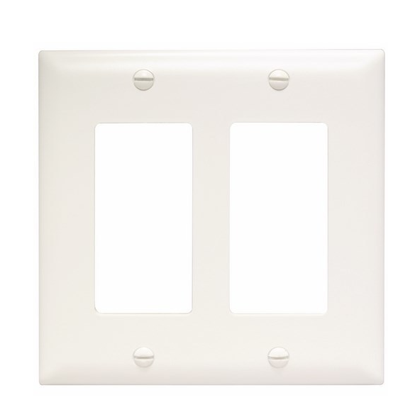 Wattstopper TP262W 2-Gang Standard-Size GFCI Decorator Wallplate; Wall Mount, Nylon, White