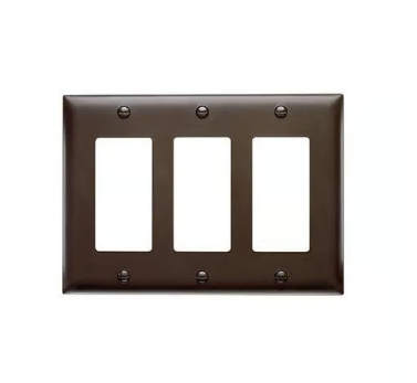Wattstopper TP263 Thermoplastic 3-Gang Decorator Wall Plate, Brown Finish