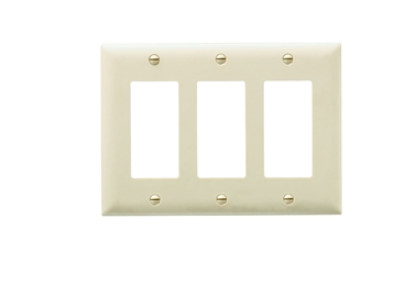 Wattstopper TP263I Thermoplastic 3-Gang Decorator Wall Plate, Ivory Finish