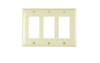 Wattstopper TP263LA Thermoplastic 3-Gang Decorator Wall Plate, Light Almond Finish