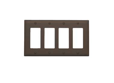 Wattstopper TP264 Thermoplastic 4-Gang Decorator Wall Plate, Brown Finish