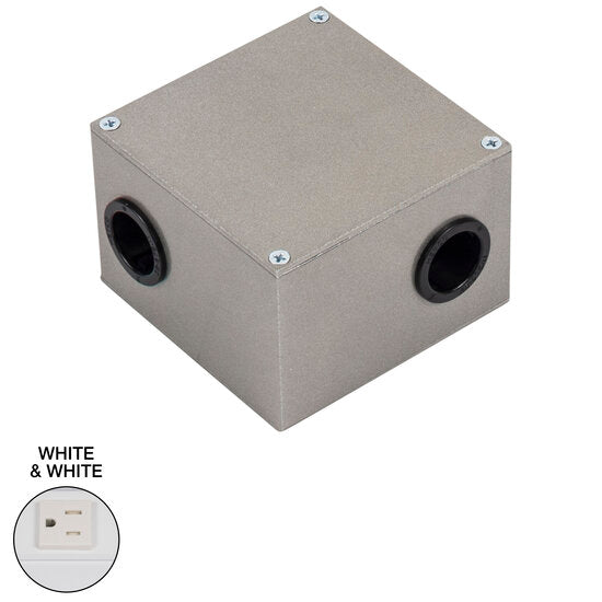 Task Lighting TR-SQ-JB-P-WT Square Junction Box for TR Series Angle Power Strip - White Finish