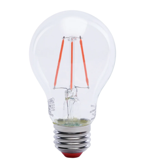Feit Electric A19/TR/LED Clear Glass Red A19 Dimmable LED Filament Light Bulb, Wattage 4.5W, Voltage 120V 6 Pack