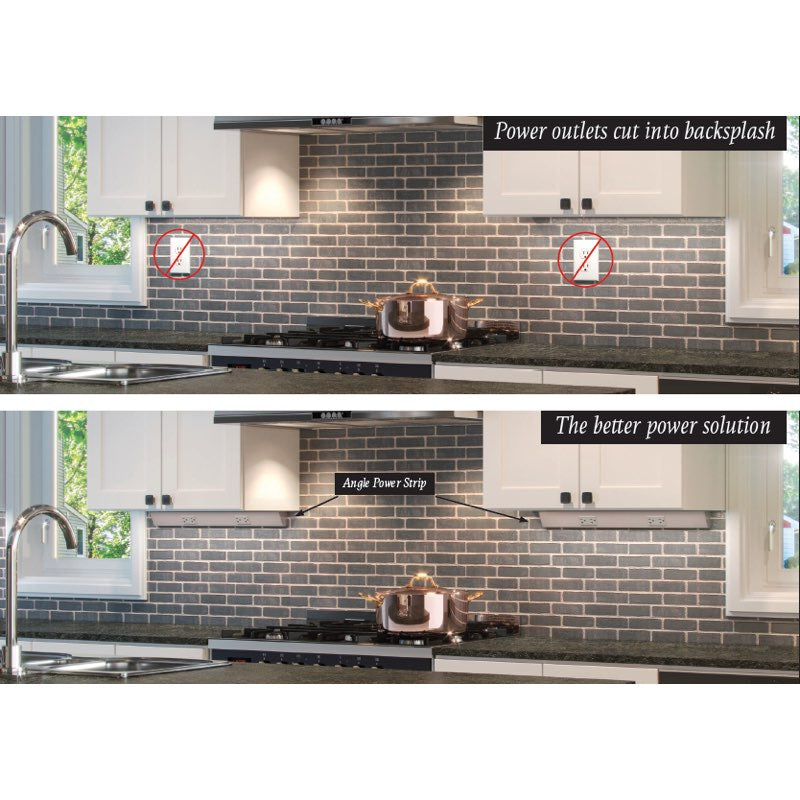 Task Lighting TR18-2WD-P-WT 18" Angled Power Strip - 2 White Duplex Receptacles - White Finish