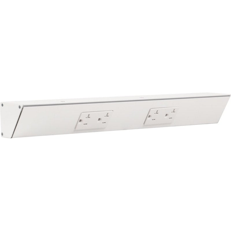 Task Lighting TR18-2WD-P-WT 18" Angled Power Strip - 2 White Duplex Receptacles - White Finish
