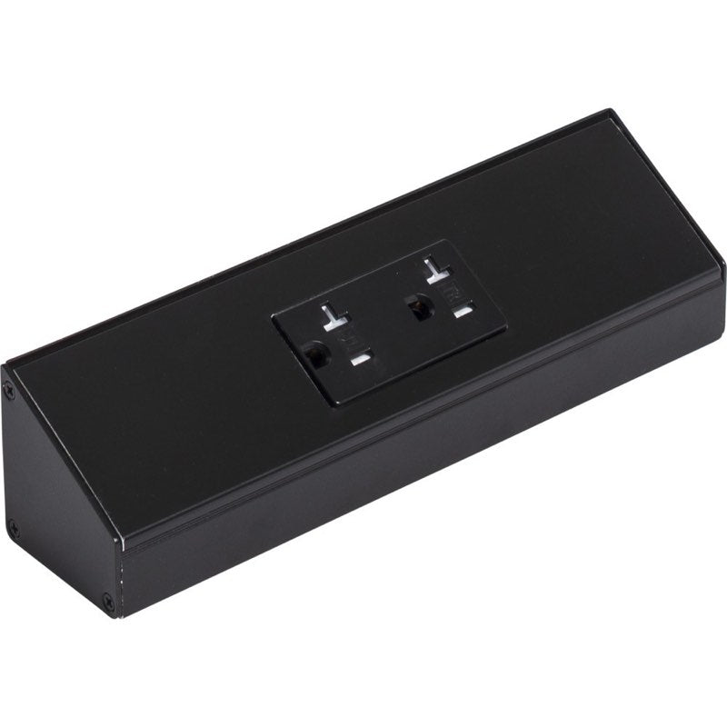 Task Lighting TR9-1BD-P-BK 9" Angled Power Strip - 1 Black Duplex Receptacle - Black Finish