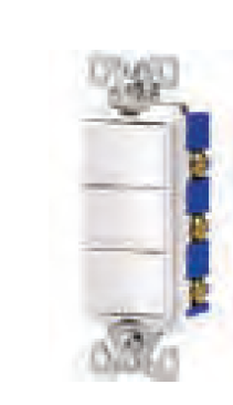 Task Lighting TRO-TS-3SPS-W Decora triple switch with three single-pole switches White Finish