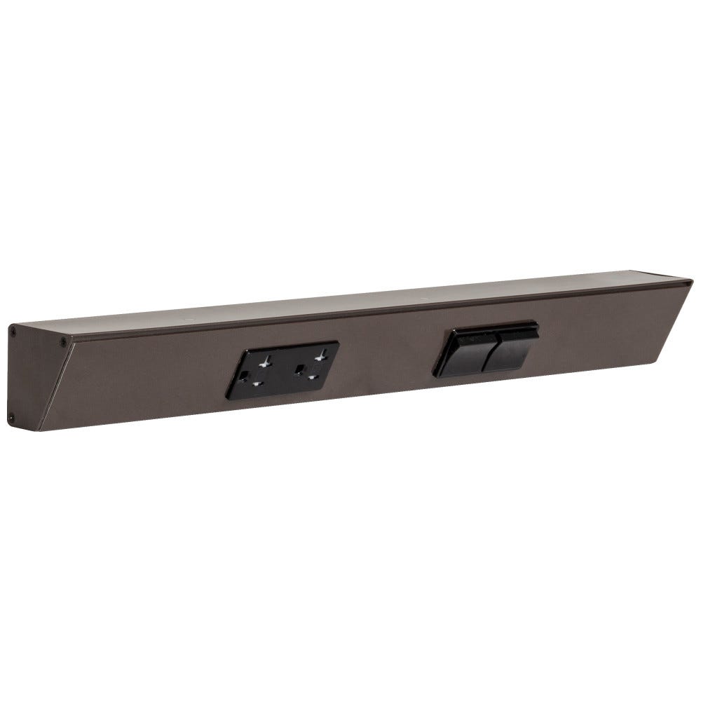 Task Lighting TRS18-2B-BZ-LS 18" TR Switch Series Angled Power Strip with Left Black Switches & Receptacles - Bronze Finish, 120V, 20A