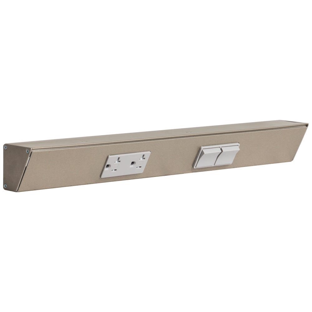 Task Lighting TRS18-2G-SN-RS 18" TR Switch Series Angled Power Strip with Right Grey Switches & Receptacles - Satin Nickel Finish, 120V, 20A