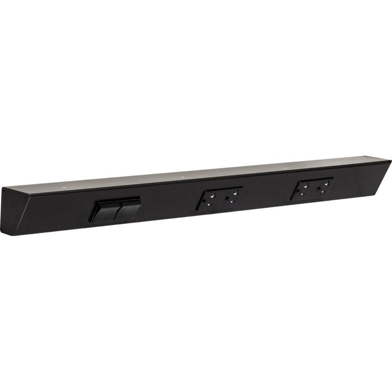 Task Lighting TRS24-3B-BK-LS 24" Angled Power Strip - 2 Black Duplex Receptacles - 2 Black Left Side Switches - Black Finish