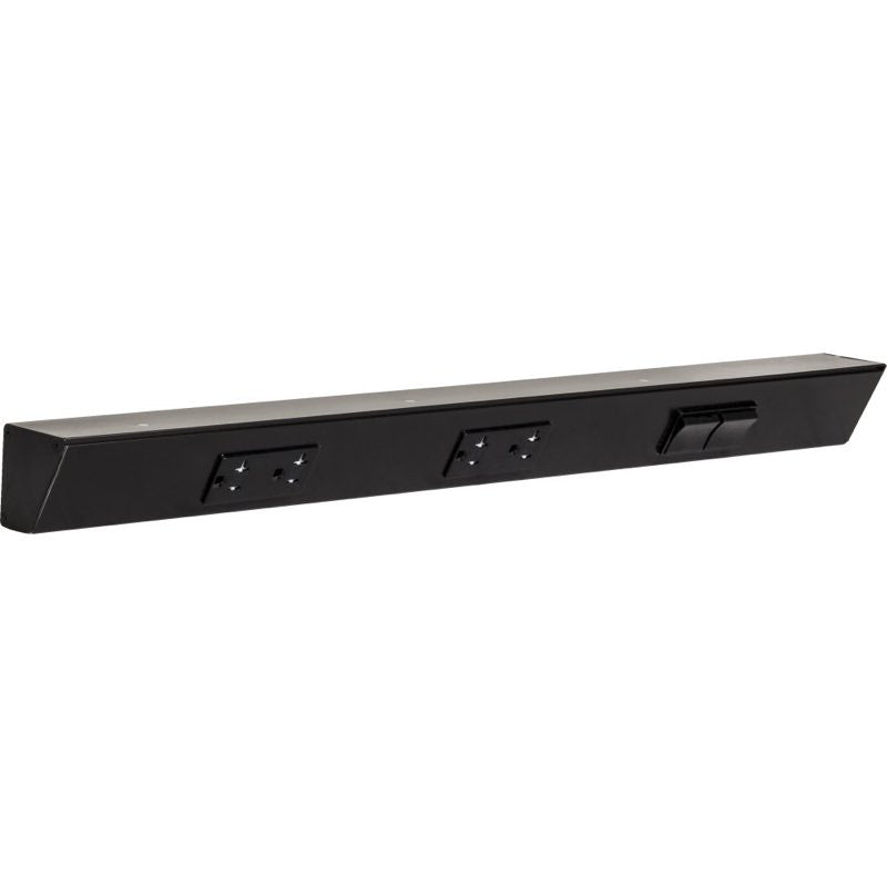 Task Lighting TRS24-3B-BK-RS 24" Angled Power Strip - 2 Black Duplex Receptacles - 2 Black Right Side Switches - Black Finish