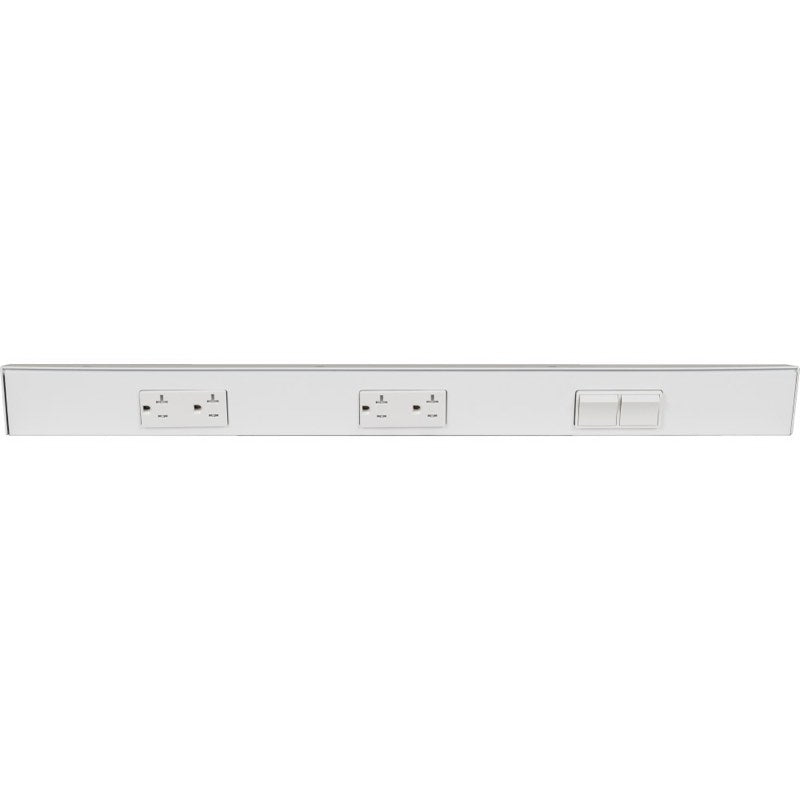 Task Lighting TRS24-3W-WT-RS 24" Angled Power Strip - 2 White Duplex Receptacles - 2 White Right Side Switches - White Finish