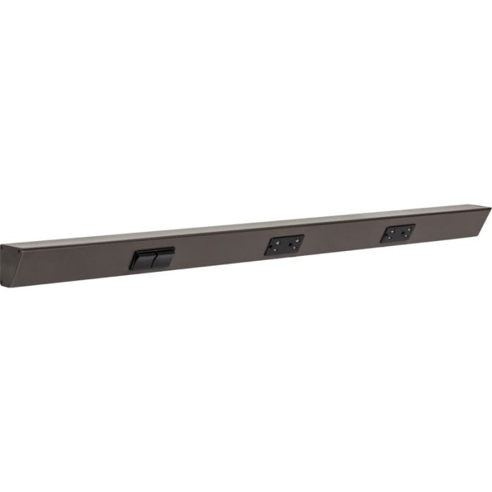Task Lighting TRS30-3B-BZ-LS 30" Angled Power Strip - 2 Black Duplex Receptacles - 2 Black Left Side Switches - Bronze Finish