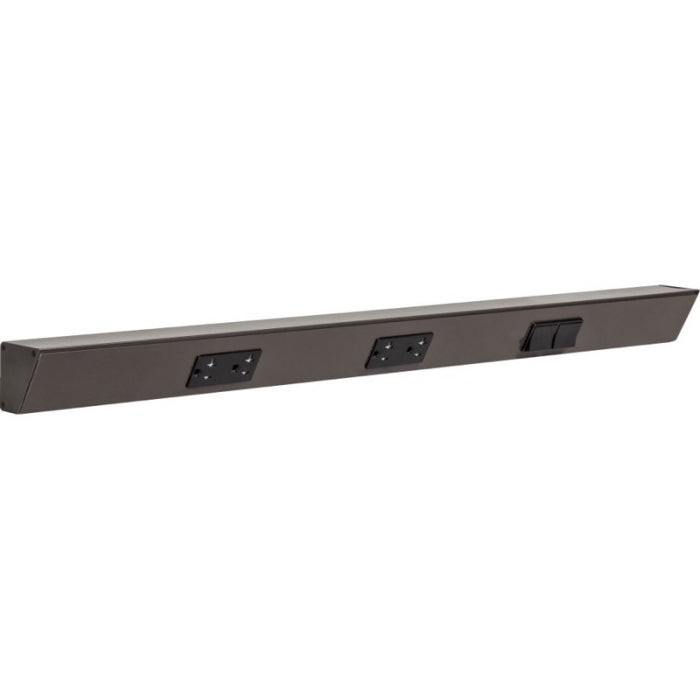 Task Lighting TRS30-3B-BZ-RS 30" Angled Power Strip - 2 Black Duplex Receptacles - 2 Black Right Side Switches - Bronze Finish