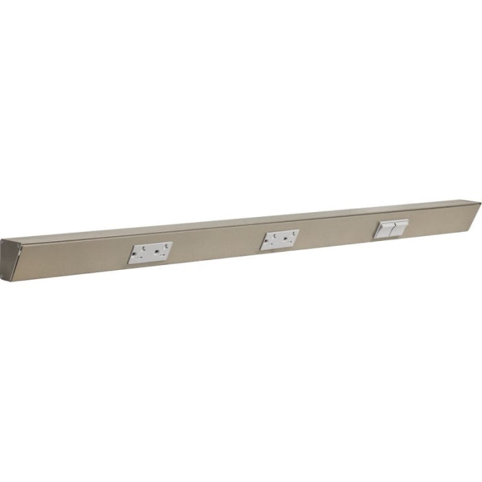 Task Lighting TRS30-3G-SN-RS 30" Angled Power Strip - 2 Gray Duplex Receptacles - 2 Gray Right Side Switches - Satin Nickel Finish